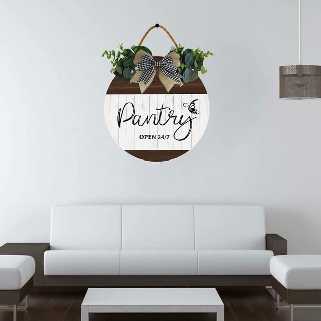 Uptell 12" Farmhouse Pantry Signs Pantry Open 24/7 Wall Door Decor Farmhouse Pantry Wall Decoration,Wood Wall Hanging Plaque Sign for Pantry Room Kitchen Decor 12 Inch - Image 2