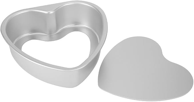 Heart Shape Cake Pan, Anodized Aluminum Alloy 8 in Tall Loose Base Silver Chiffon Mousse Sponge Dessert Baking Mould for Wedding Birthday Anniversary by Unknown