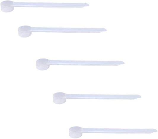 Plastic Measuring Scoop, (1.25 cc | 1/4 teaspoon | 1.25 mL) Long Handle Spoons for Powders, Granules, Coffee, Pet Food, Baking Supplies, Protein and Other Dry Goods, BPA Free (Set of 5)