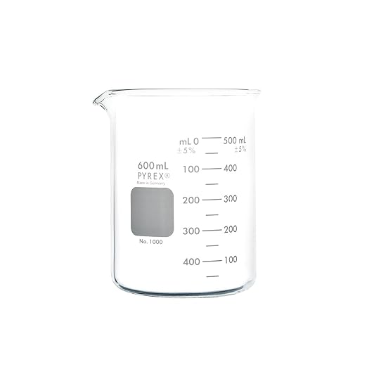 PYREX Griffin Borosilicate Glass Beaker- Low Form Graduated Measuring Beaker with Spout– Premium Scientific Glassware for Laboratories, Classrooms or Home Use - PYREX Chemistry Glassware, 600mL, 2/Pk - Image 10