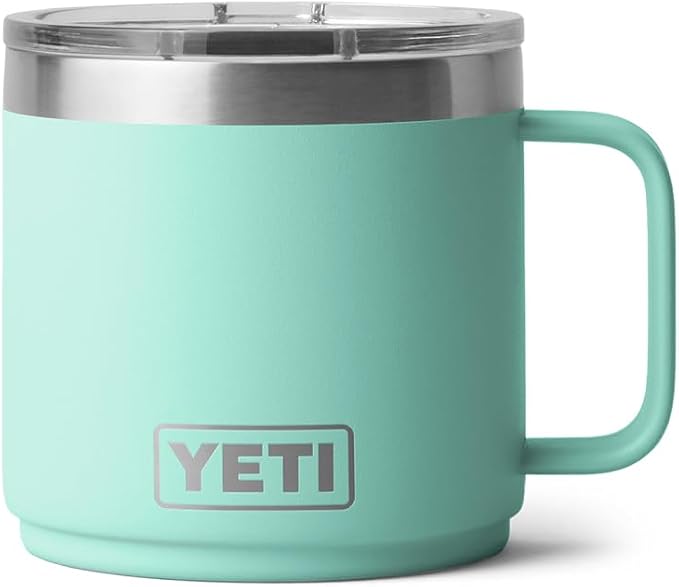 YETI Rambler 14 oz Ceramic Lined Stackable Mug, Vacuum Insulated, Stainless Steel with MagSlider Lid, Seafoam - Image 3