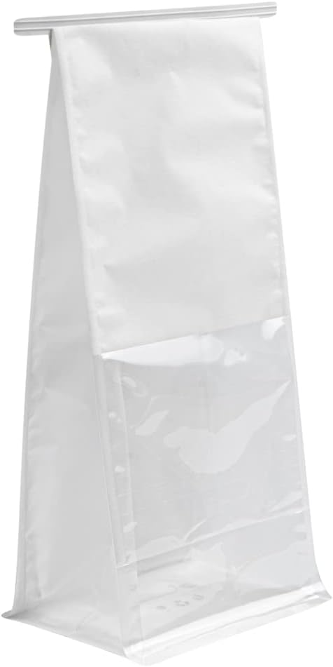 Bag Tek 5.1 x 4.1 x 11.2 Inch Tin Tie Bags With Windows, 100 Resealable Bakery Bags With Windows - Flat Bottom, For Cookies or Coffee Beans, White Cotton Paper Tin Tie Bags - Restaurantware - Image 2