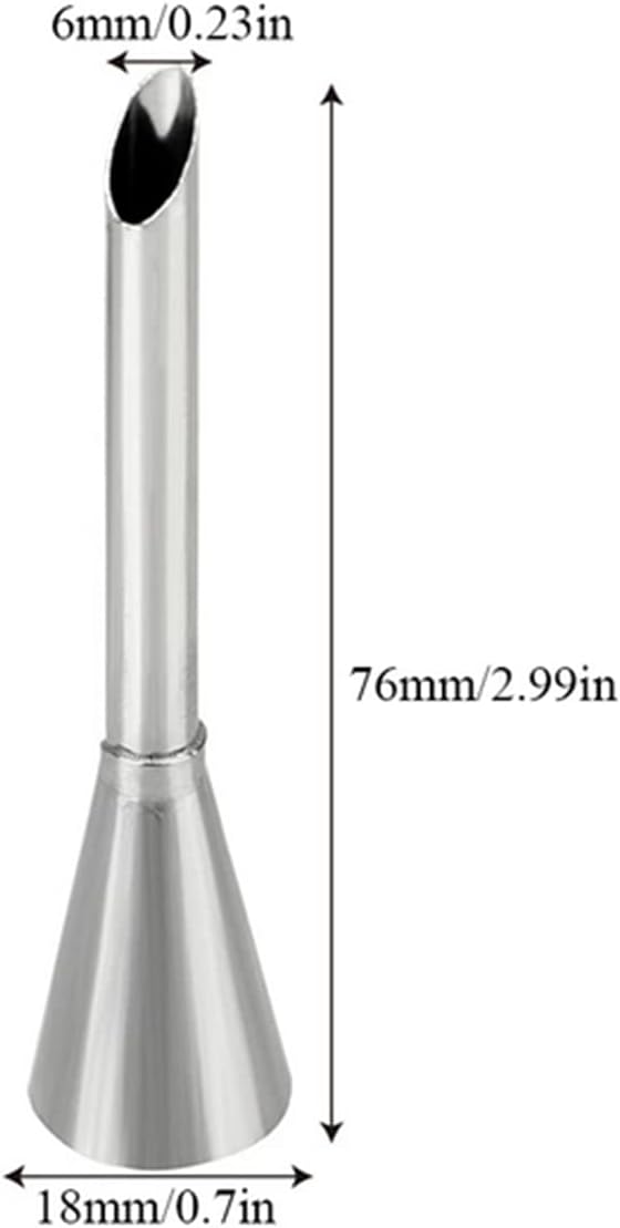 4 PCS buttercream frosting pipe nozzle skills, professional stainless steel long cream puff adornment small cakes muffin nozzle decoration pastry powder pipe tools (silver)