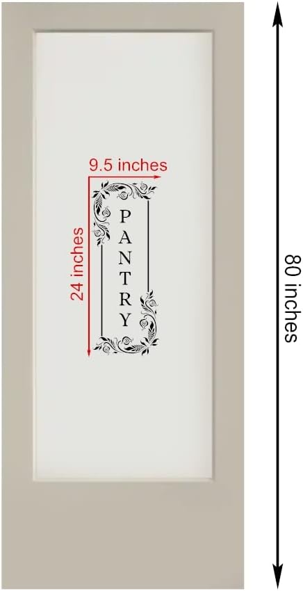 Vertical Pantry Decal/Sticker/Mural with Flower/Floral Pattern - Pantry Sign - Vinyl Wall Art Decal - Kitchen Door Décor (Glossy Vinyl, Gold Metallic, 24x9.5 inches) - Image 2