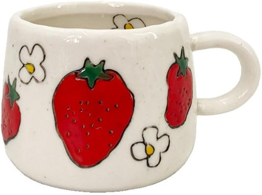 Coffee Mug 12oz Summer Cute Ceramic Cup with Handpainted Fruit Pattern, Lemon Tea Cup Gift for Coffee Lover, Birthday Gift for Latte Milk by UPSYTIO