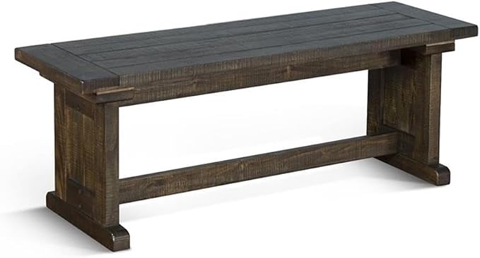 Pemberly Row 3-Piece Farmhouse Wood Breakfast Nook Set with Table, Hidden Storage, Planked Tops, Reversible Seating, in Tobacco Leaf Finish - Image 6