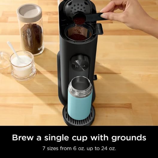 Ninja Single-Serve Pods or Grounds Hot and Iced Coffee Brewer with Rapid Cold Brew, 4 Brew Styles, Compact design and Storage, Removable reservoir 56 oz, Black PB045