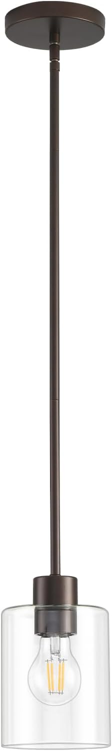 Oil Rubbed Bronze Pendant Lights Kitchen Island - Clear Glass Pendant Light Fixture Multiple Stems Rods 3 Units 12 Inch 3 Units 4 Inch (1 Pack Oil Rubbed Bronze Downrod) by KLSSLighting