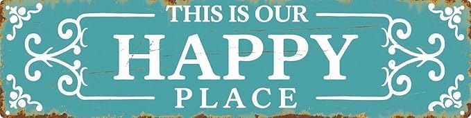 Our Happy Place Metal Sign Family Plaque for Living Room Wall Decor Shared Space Gift by Unknown