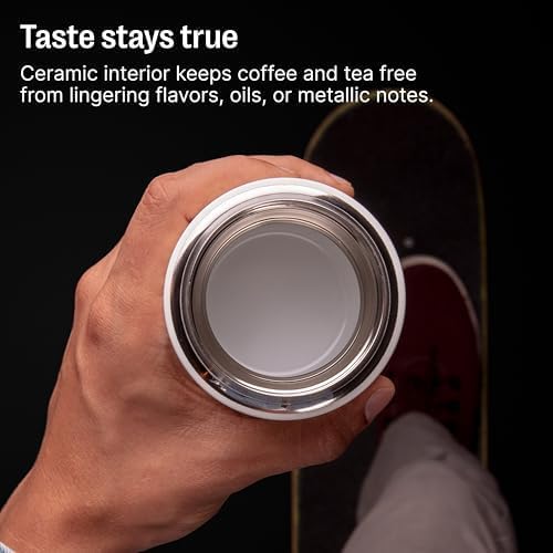 Fellow Carter Move Ceramic Lined Travel Coffee Mug 16 oz - Leak-Proof Lid | No Metallic Taste, Dishwasher Safe, Hot 12Hr Cold 24Hr, Stainless Steel Tumbler, BPA-Free, Fits Cup Holders, Lemon Zest - Image 3