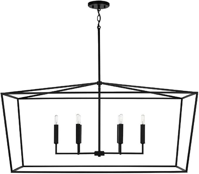 Capital Lighting 837661MB Thea Symmetrical Clear Line Island/Linear Pendant, 6-Light 360 Total Watts, 21" H x 42" W, Matte Black by CapitalLightingFixtureCompany