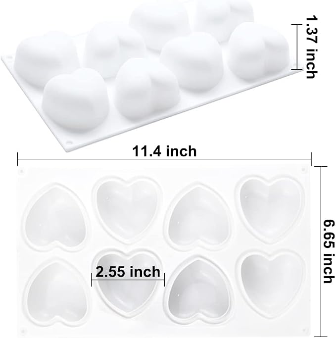 2 Pcs 3D Heart Shape Mold for Chocolate and Dessert Making | Flexible silicone for easy unmolding, Non-stick surface for clean shaping results, Heat resistant for baking and freezing use - Image 5