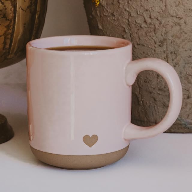 Sweet Water Decor Pink Heart Coffee Mug, 14oz Stoneware Cup with Handle for Hot Cocoa, Tea & Cider, Microwave & Dishwasher Safe, Romantic Valentine's Day Gift for Her - Image 2