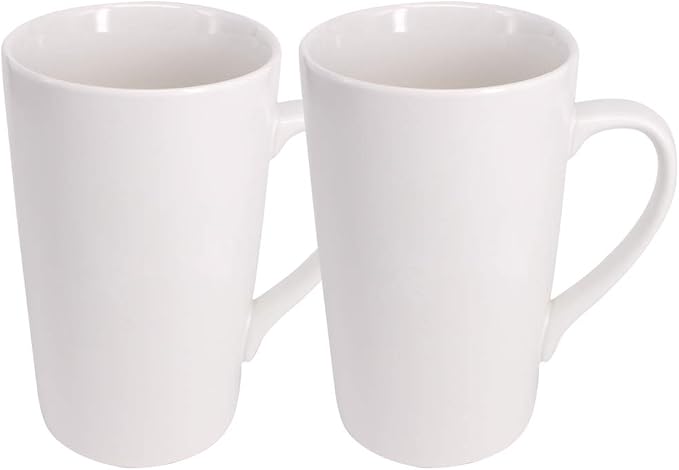 2 Pack 16 OZ Coffee Cup Simple Pure White Ceramic Cup Plain Large Tall White Ceramic Milk Tea Coffee Mug with Handle | Plain Large Tall White Ceramic Milk Tea Coffee Mug with Handle by Belinlen
