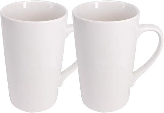 2 Pack 16 OZ Coffee Cup Simple Pure White Ceramic Cup Plain Large Tall White Ceramic Milk Tea Coffee Mug with Handle | Plain Large Tall White Ceramic Milk Tea Coffee Mug with Handle by Belinlen