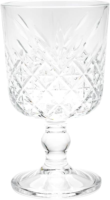 Restaurantware Timeless 11 Ounce Goblet Glasses Set of 6 Etched Cocktail Glasses - Stemmed Dishwasher-Safe Clear Glass Water Goblets Chip-Resistant For Whiskey Or Cocktails - Image 2