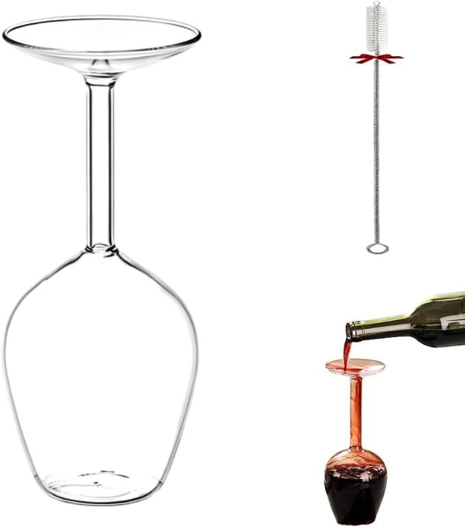 Upside Down Wine Glass, Inverted Wine Glass, Funny Red Wine Glasses (1PCS) | Novelty Upside-Down Stemware for Cocktails, Juice & Parties, Modern Creative Glassware Gift, 400ml by Unknown