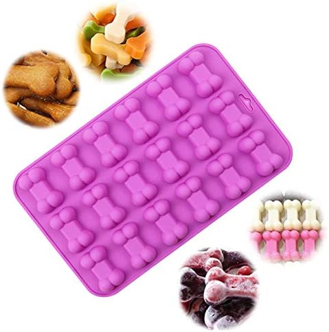 Elfkitwang Dog Paw and Bone Shaped Silicone Mold, Non-Stick food Grade, Ice tray, Reusable Silicone Mold, Used for Chocolate, Candy, Cupcake, Pudding, Jelly, Puppy Biscuit (5 pcs)