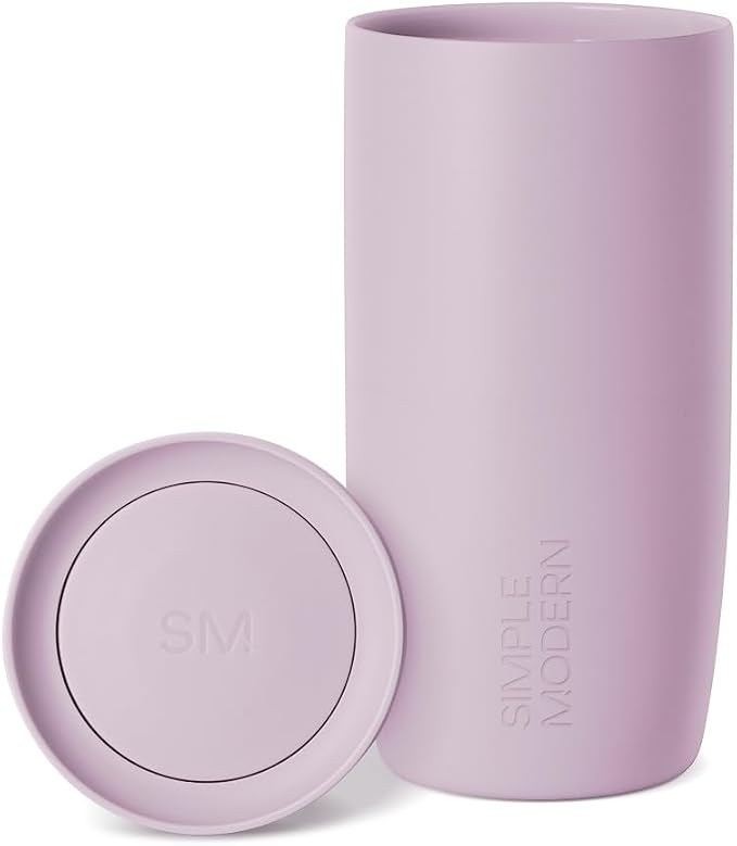 Simple Modern Insulated Travel Coffee Mug 360° Lid | 16oz | Lavender | Voyager Ceramic-Lined Insulated Stainless Steel Coffee Tumbler, Iced Coffee Cup, Mug with Lid | Fits Cupholder, Lavender Mist by Unknown