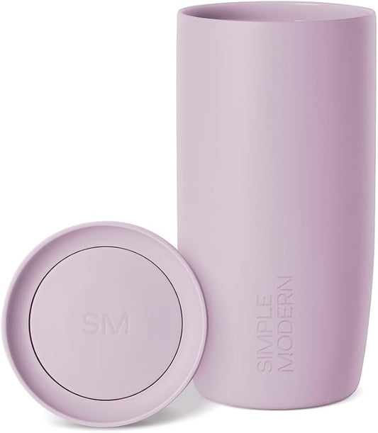 Simple Modern Insulated Travel Coffee Mug 360° Lid | 16oz | Lavender | Voyager Ceramic-Lined Insulated Stainless Steel Coffee Tumbler, Iced Coffee Cup, Mug with Lid | Fits Cupholder, Lavender Mist by Unknown