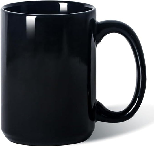 16 OZ Coffee Mug, Classic Blank Ceramic Cup with Large Handle for Tea Latte Cappuccino, Black by Smilatte
