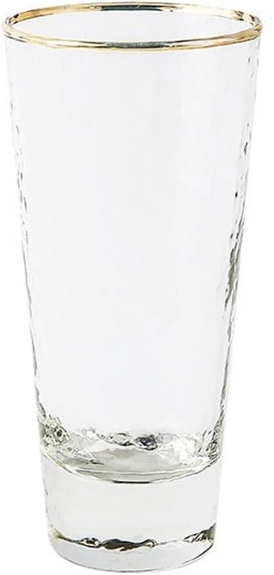 drinking glassware Hammered Tapered Glass Cups with Gold Rim(Large) by Unknown