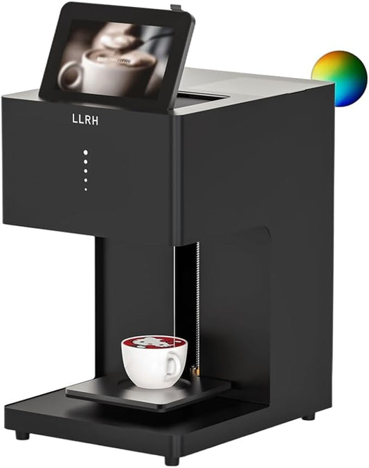 LLRH Colored Latte Art Printer Machine, DIY Printing on Beer Cocktail Coffee Cake Cookie for Cat/Dog Cafe Museum Zoo Coffee Truck (Black, Machine Only)
