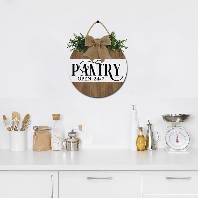 Pantry Sign 12"x12" Wooden Rustic Wall Sign with Pre-Printed Text 'Pantry Open 24/7' for Kitchen, Farmhouse, Outdoor, Porch, Entryway - Image 4