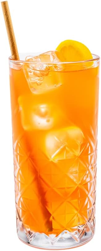 Restaurantware-Timeless 15 Ounce Tall Beverage Glasses, Set of 12 Etched Drinking Glasses - Dishwasher-Safe, Chip-Resistant, Clear Glass Water Glass, Lead-Free, For All Types Of Drinks by Restaurantware