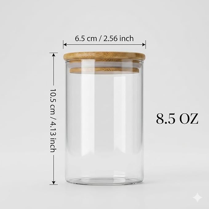 Glass Spice Jars 12 Pack with Bamboo Lids and Labels, Glass Jars, 8.5 oz Airtight Glass Jars for Spices, Herbs, Salt, Pepper, Coffee & Tea, Clear Kitchen Pantry Storage - Image 3