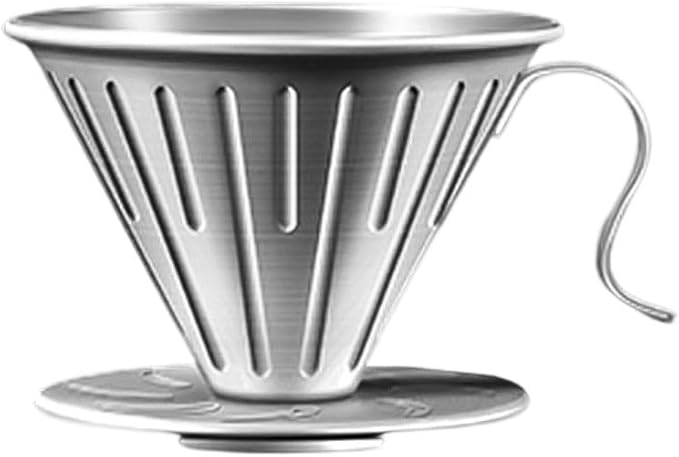 Stainless Steel Coffee Dripper with Holder,304 Food-Grade Filter Cup for Pour Over Brewing,for Standard Filter Papers,for Most Mugs Jugs,Ergonomic Handle for Easy Pouring,Dishwasher Safe,Sil