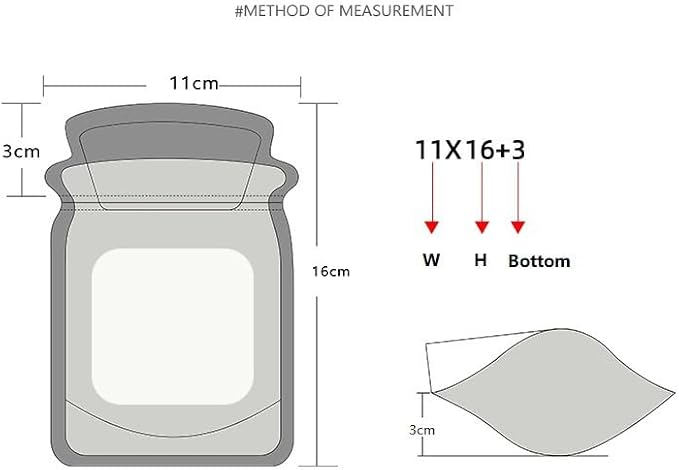 50Pcs Stand Up Clear Front Cork Mason Jar Pattern Zipper Mylar Bag Plastic Pouch Portable Cute Bottle Shape Food Preservation Smell Proof Packaging Pouches 7.8x5.5+2.7in (20x14+7cm) - Image 5