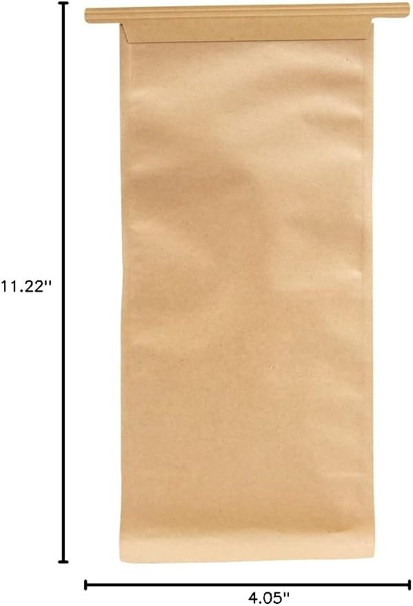 Bag Tek 5.1 x 4.1 x 11.2 Inch Tin Tie Bags With Windows, 100 Resealable Bakery Bags With Windows - Flat Bottom, For Cookies or Coffee Beans, Kraft Cotton Paper Tin Tie Bags - Restaurantware - Image 15