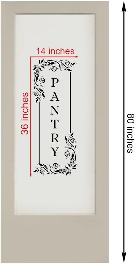 Vertical Pantry Decal/Sticker/Mural with Flower/Floral Pattern - Pantry Sign - Vinyl Wall Art Decal - Kitchen Door Décor (Glossy Black, 36x14 inches) - Image 2