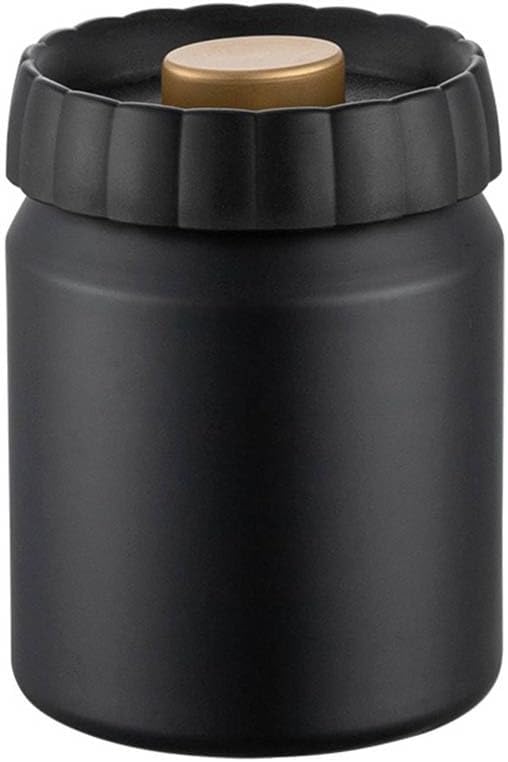 304 Stainless Steel Coffee Bean Canister, Airtight Coffee and Tea Storage Container, Light Blocking Moisture Food Storage Jar for Beans Tea Spices(Black) by Unknown