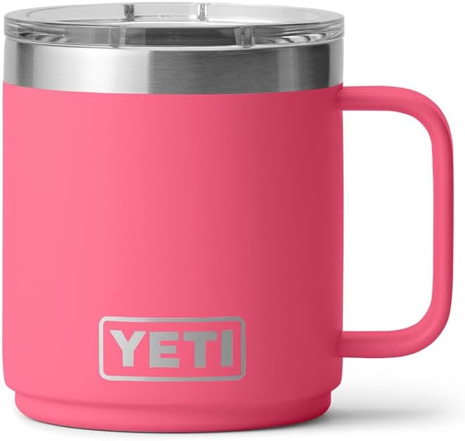 YETI Rambler 10 oz Ceramic Lined Stackable Mug, Vacuum Insulated, Stainless Steel with MagSlider Lid, Tropical Pink - Image 3