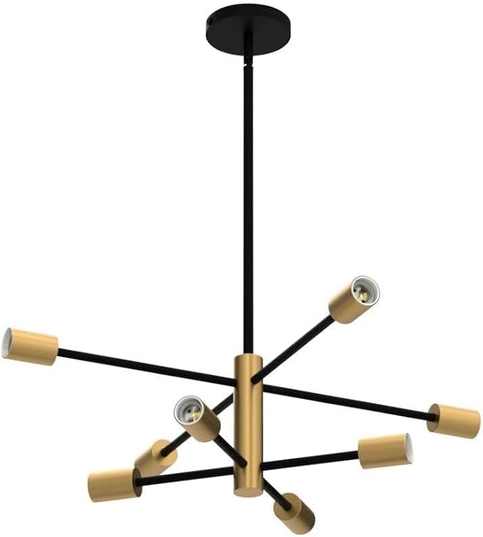 Modern Sputnik Chandelier, Ceiling Light Fixture Flush Mount 8-Light Black and Gold Chandeliers for Living Room Bedroom Dining Room Kitchen, Mid Century Chandeliers, E26 Base,(Bulbs Not Included) - Image 8
