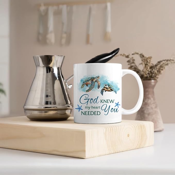 My Heart Needed You 11oz Double-Sided Ceramic Mug, Funny Christian Coffee Mug for Couple, Christmas Thanksgiving Sea Turtle Coffee Cup, Religion Christian Gifts for Husband Wife Soulmate - Image 4