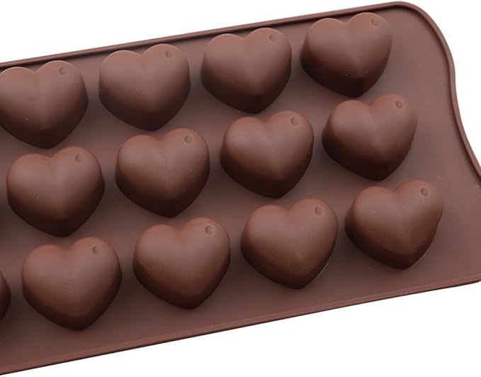 LeLehome Silicone Heart Shape Mold for for Valentine's Day Birthday Festival Holiday Cake Decoration Fondant Jelly Chocolate Mousse 15 Holes Non-Stick Semicircle Bakeware