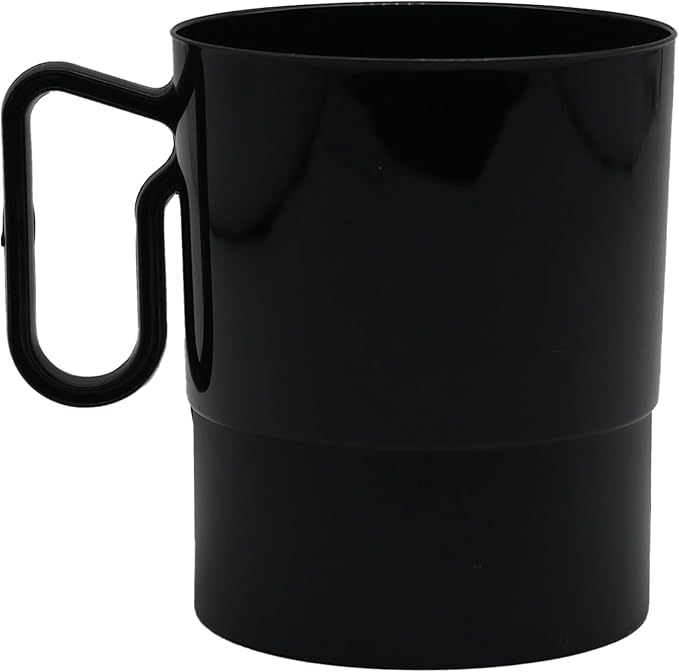 Party Essentials 8-Ounce Hard Plastic Coffee Cup/Tea Mug with Handle, 20-Count, Bistro Black (Pack of 6) by PartyEssentials