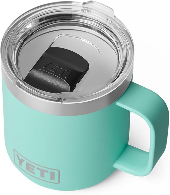 YETI Rambler 10 oz Ceramic Lined Stackable Mug, Vacuum Insulated, Stainless Steel with MagSlider Lid, Seafoam by YETI