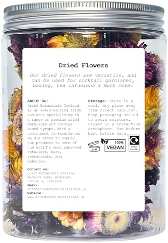 Edible Dried Mixed Flowers & Orange Slices Bundle, 100% Natural Garnish for Cocktails, Tea, Cake Decoration & Desserts, PET Jars, 7.05 oz Total - Image 4