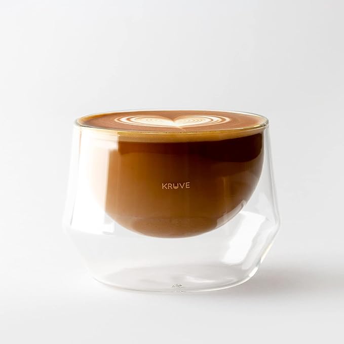 KRUVE IMAGINE Coffee Cups - Handcrafted Double-Wall Glass Cups (Set of 2, (50oz/150ml) - Perfect for Latte Art & Espresso - Durable Borosilicate Glass - Ideal Gift for Coffee Mugs Lovers - Cortado