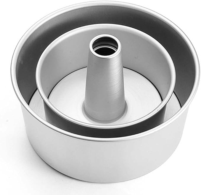 SaditY Round Hollow Chiffon Cake Mold,Cake Mold 6/8 Inch Nonstick Baking Mould Aluminum Alloy Round with Removable Bottom Baking Tray Bakeware(8 inch), Silver - Image 3