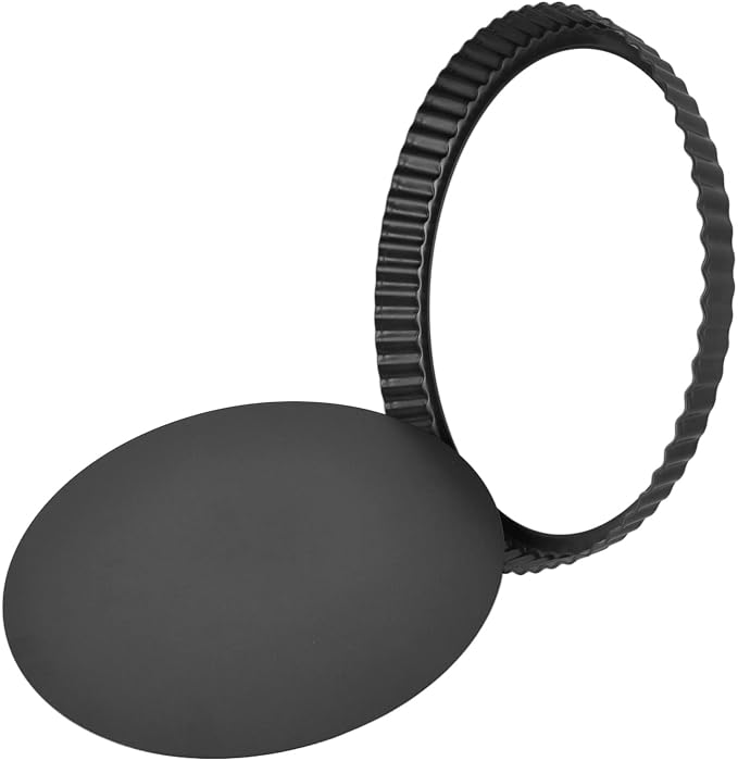 Tart Pan, Nonstick Carbon Steel Quiche Pan with Removable Bottom, Deep Baking Dish for Pies Cakes and Quiches, Easy Release and Cleanup for Home Bakers ([Thickened] 11-inch live bottom pie - Image 7