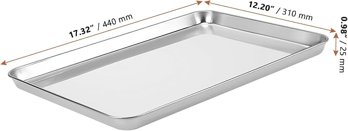LEXININ Stainless Steel Baking Sheets, 17 x 12 x 1 Inch, Cookie Pans for Oven, 4-Piece Set, Silver - Image 2