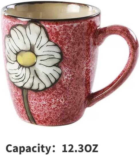 Ceramics 12oz Coffee mugs,Coffee cups,Tea mugs,Kiln Glazing Process,Microwave and Dishwasher Safe, Perfect For Tea, Espresso, Latte - Porcelain Mugs for Kitchen or Cafe (Red+Blue+Green+Pink) - Image 2