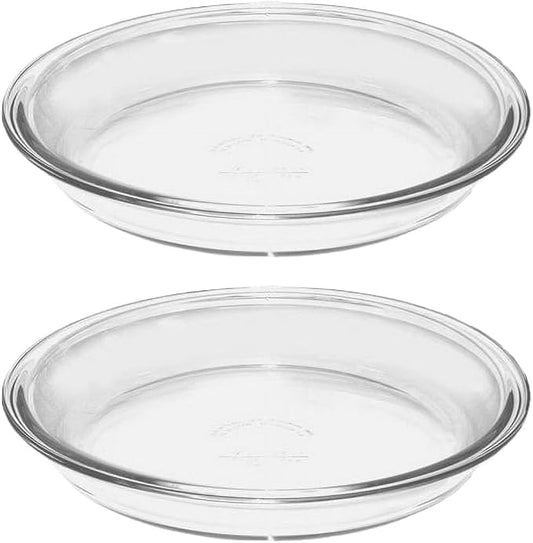 2 Pack Round Clear Glass Pie Plates, Thick Borosilicate Heat Resistant Bakeware with Wide Rim, Microwave Oven Freezer Safe Glass Baking Dish for Pizza Tart Quiche Home Baking by Unknown