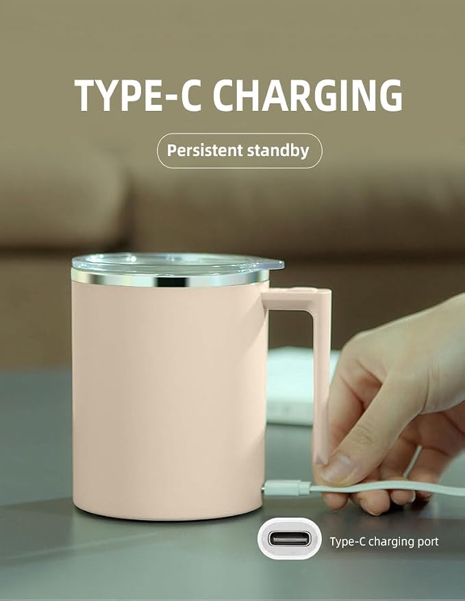 Electric Mixing Mug,Electric Stirring Coffee Mug,Coffee Mugs,Suitable for Coffee, Milk, Cocoa and Other Beverages (Cream White) - Image 7