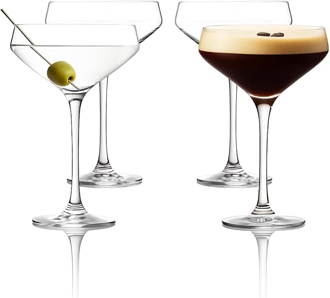 LEMONSODA Nick & Nora Martini Glasses, 6oz, Set Of 4, Cocktail Glasses | Classic 1930s 50s, Hand Blown Lightweight Crystal Clear Glass, Dishwasher Safe Reusable Elegant Cocktail Glassware Set by LEMONSODA